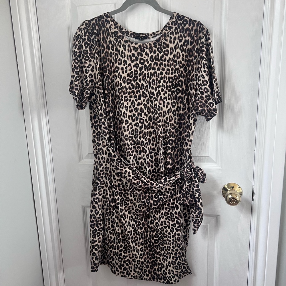 Rails Leopard Print Tie-Waist Dress in Beige and Black